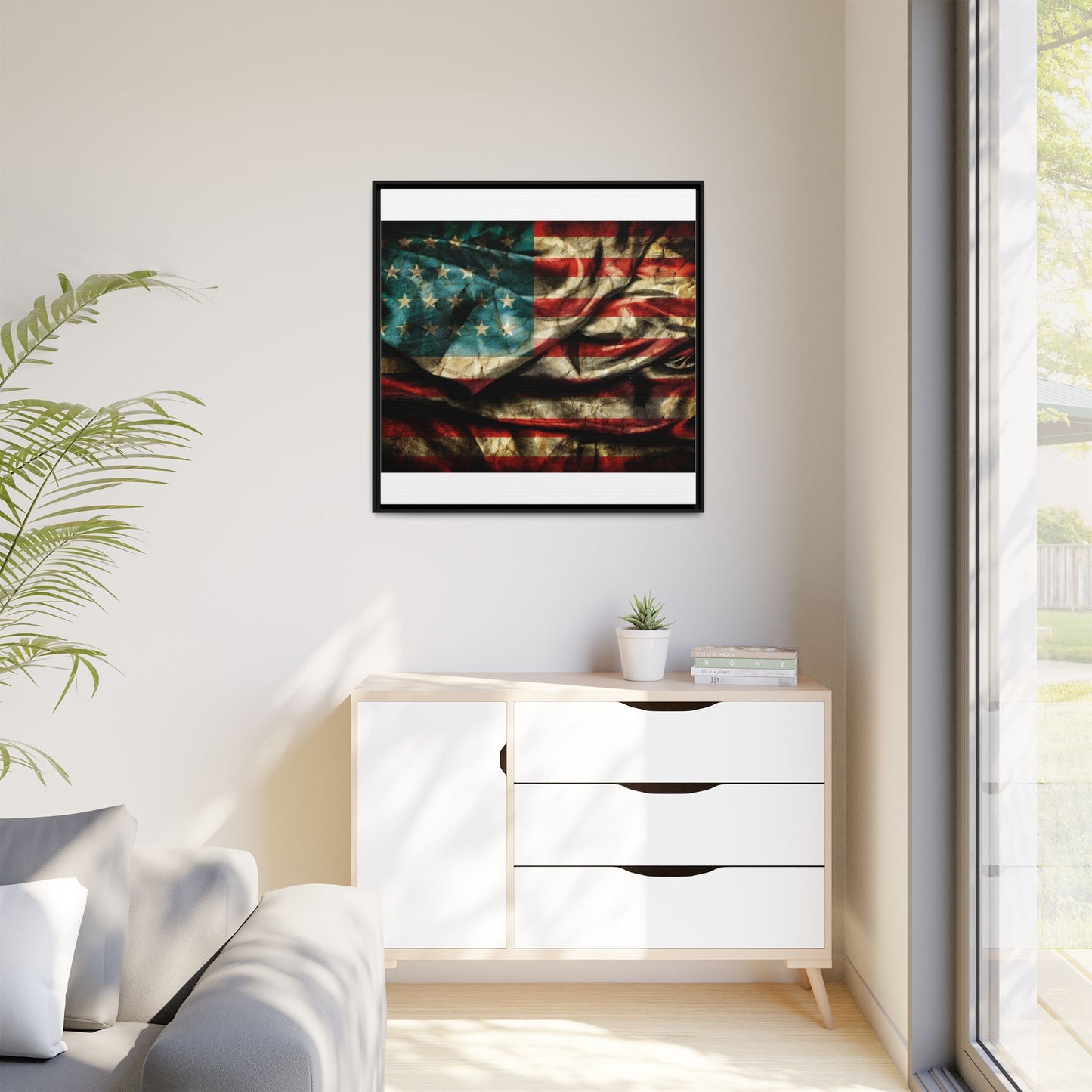 Framed American Flag Canvas