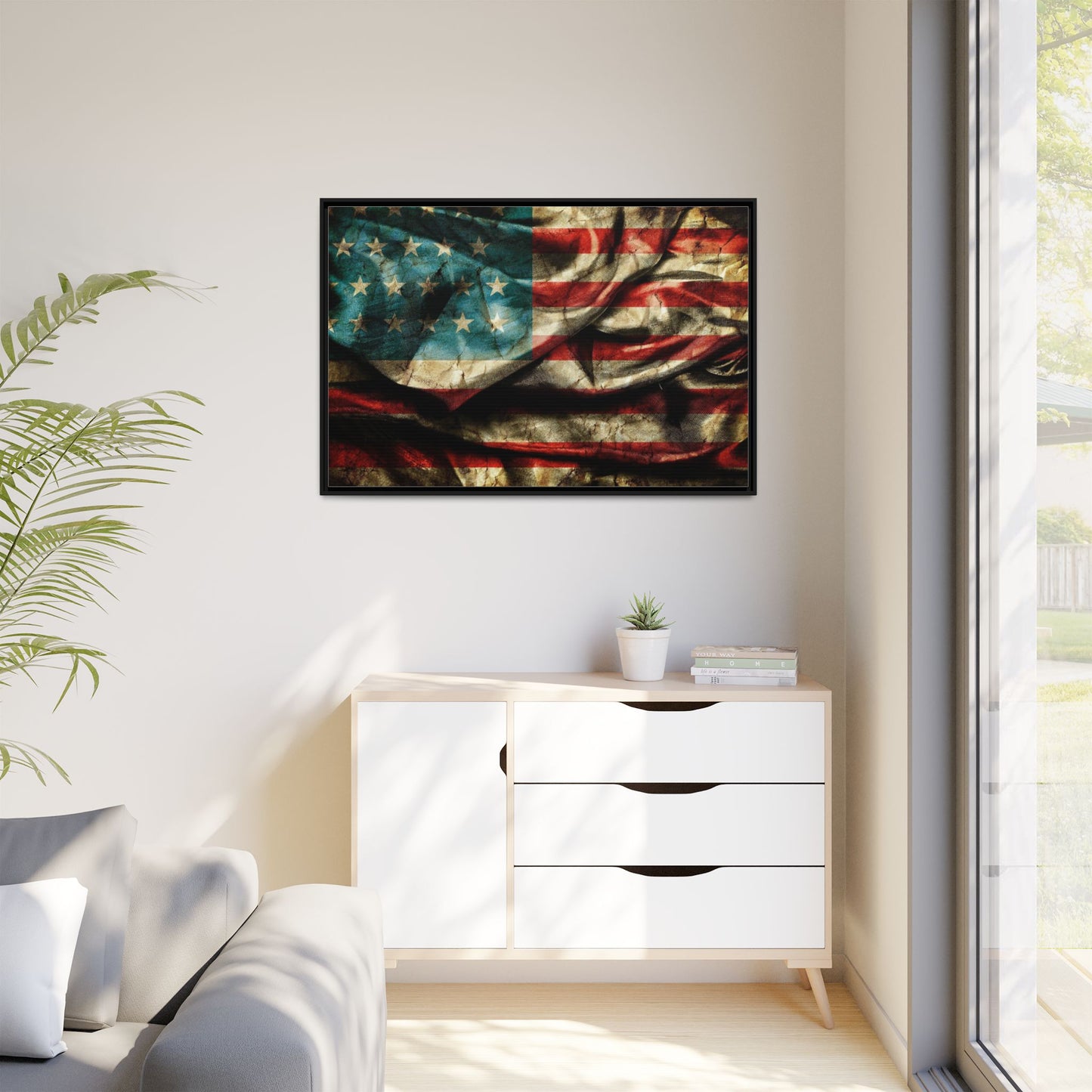 Framed American Flag Canvas