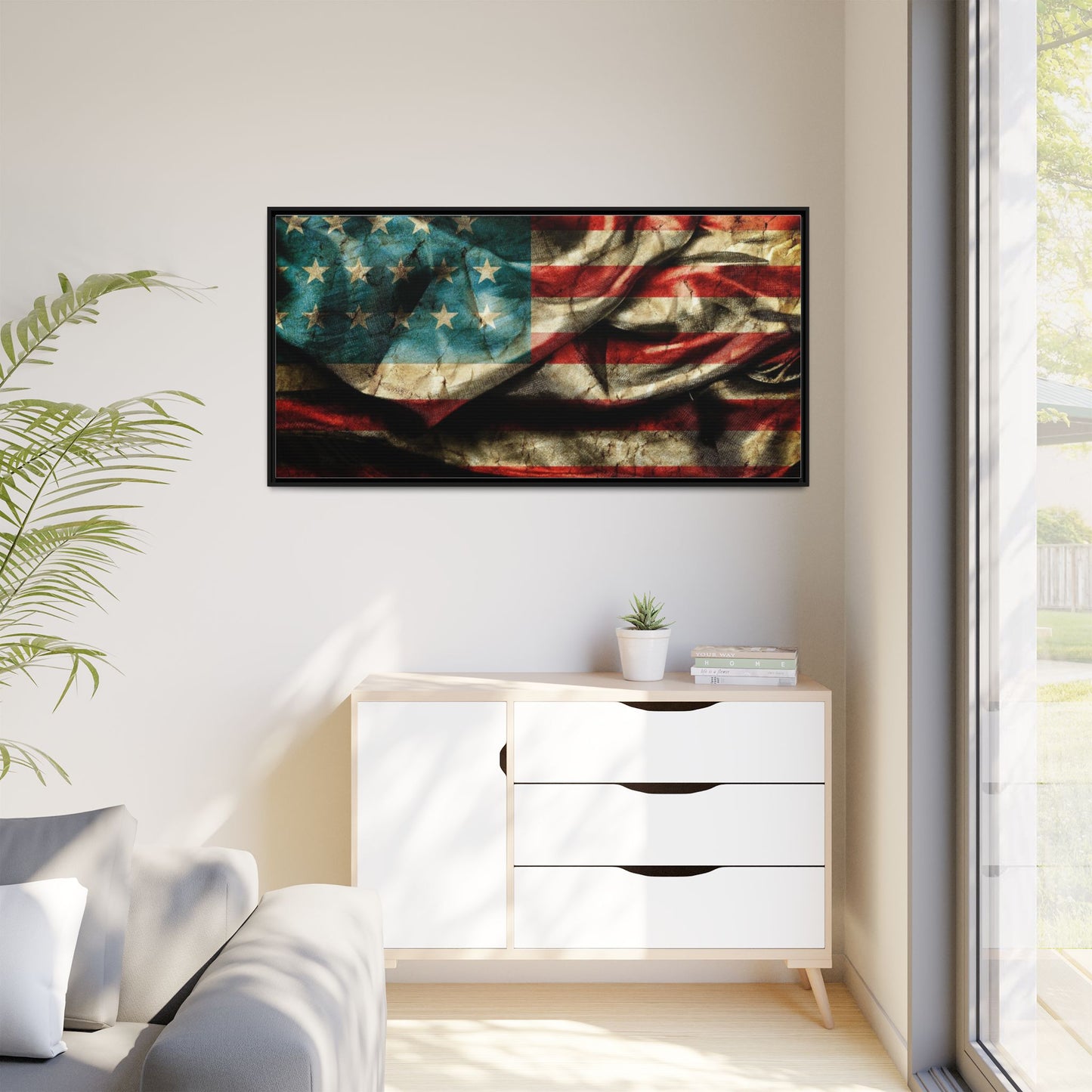 Framed American Flag Canvas