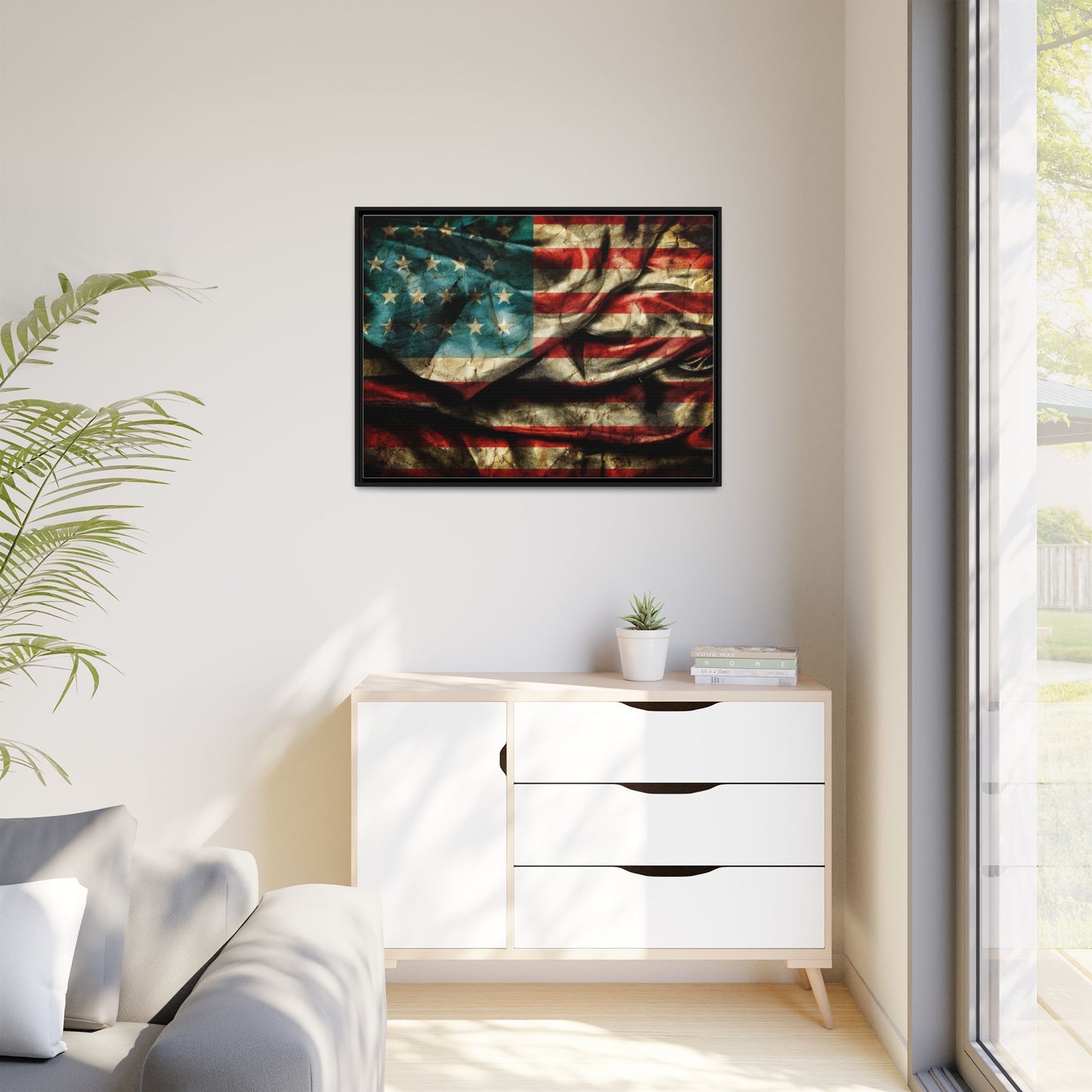 Framed American Flag Canvas