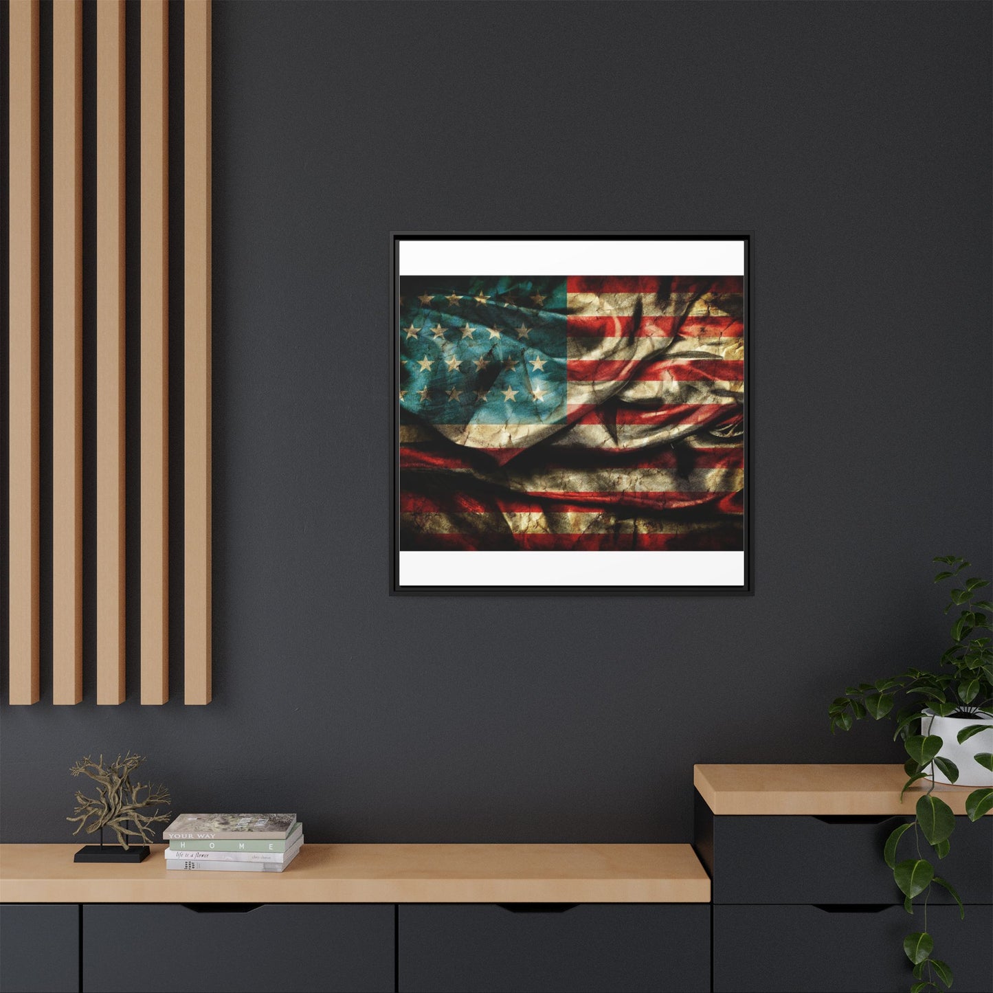 Framed American Flag Canvas